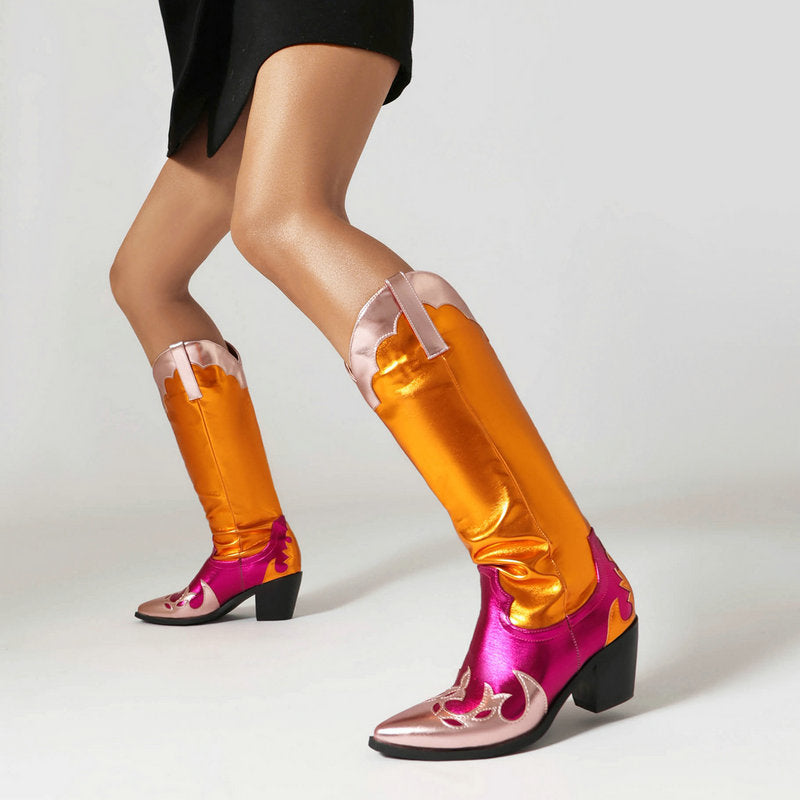 Lantana Shiny Metallic Embroidery Boots