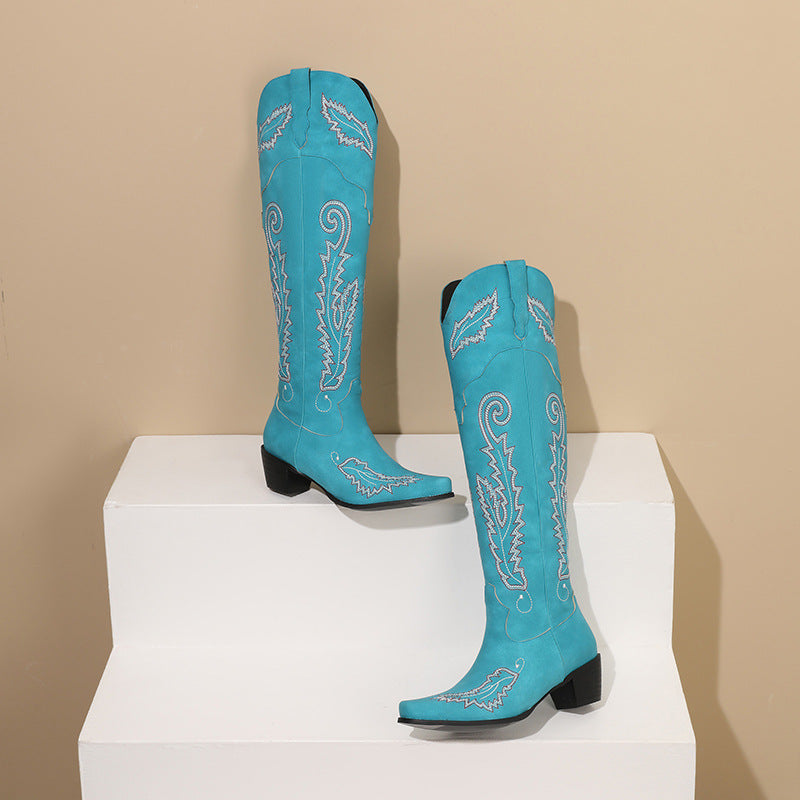 Daphne – Cowboystiefel aus Wildleder mit Stickerei