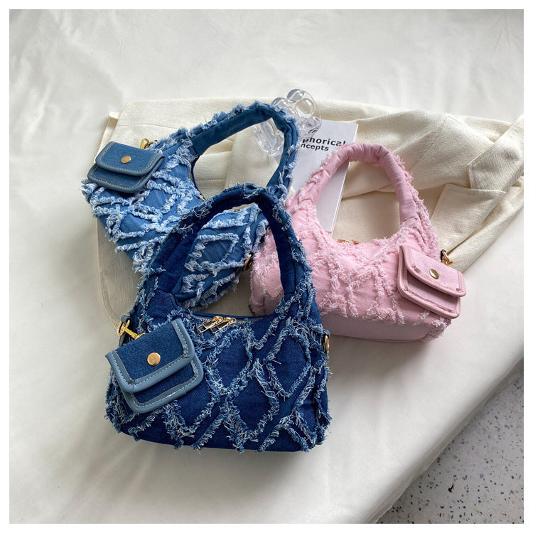 Ruby – Gesteppte Denim-Handtasche