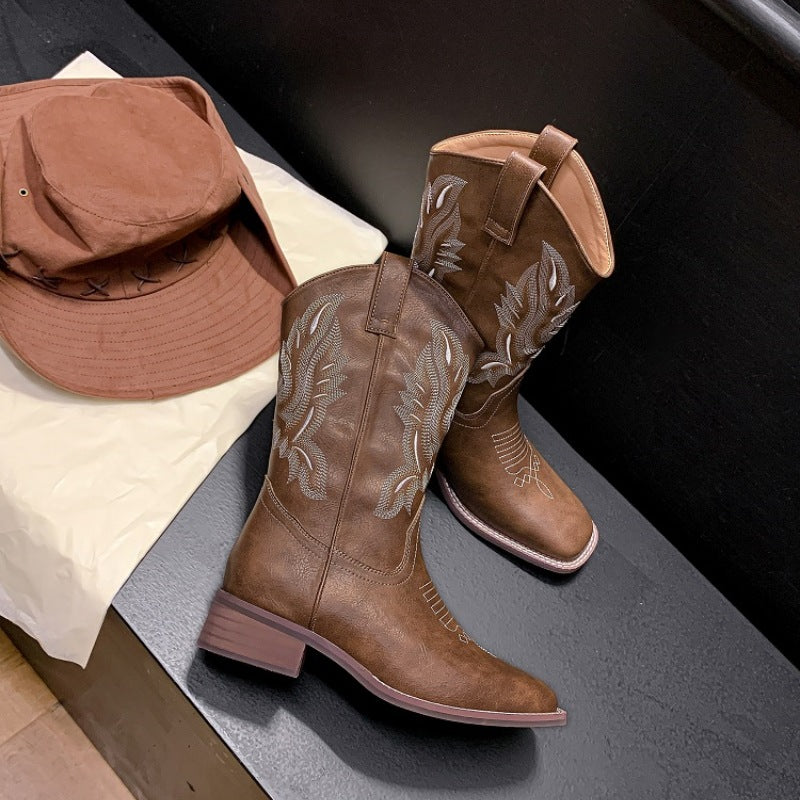 Gardenia Embroidery Cowboy Boots