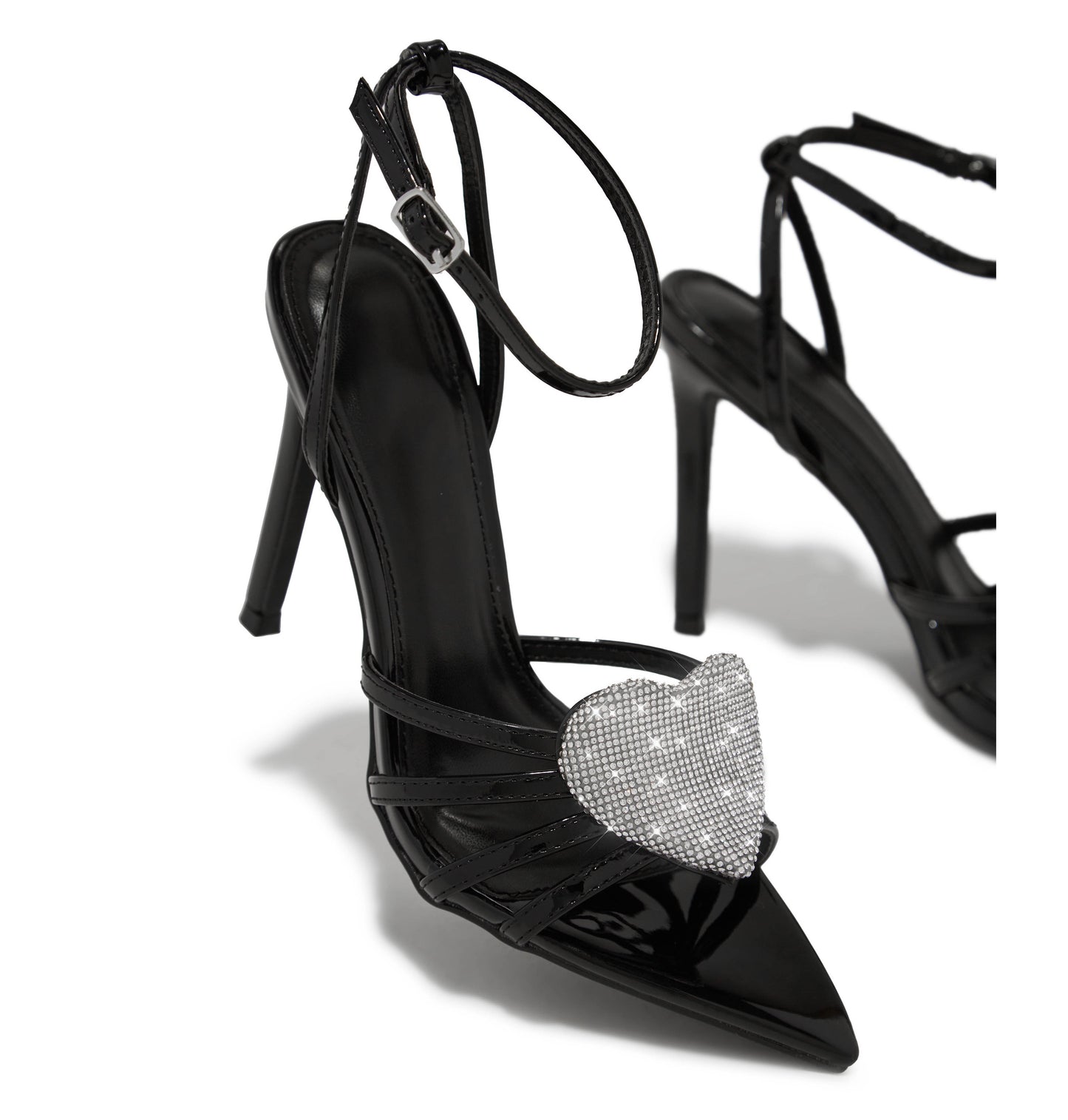 Rose Heart Rhinestone Sandals