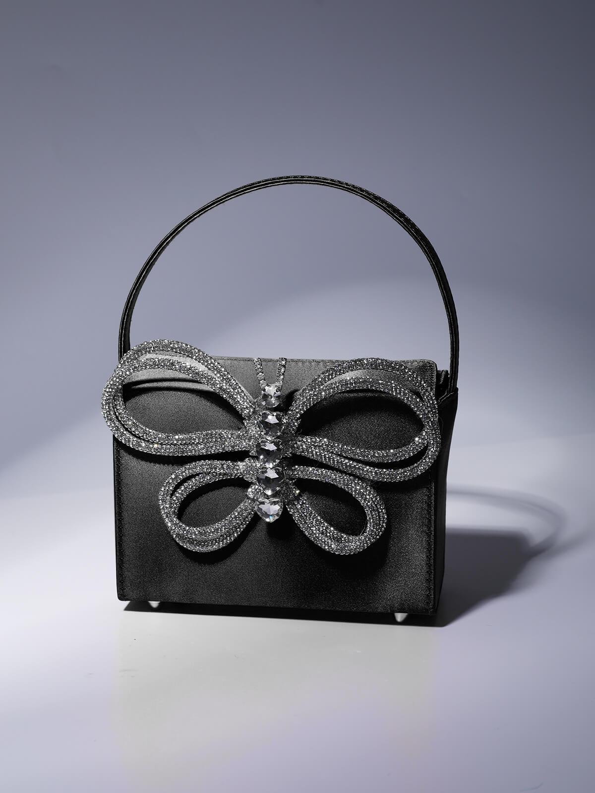 Charlotte Butterfly Mini-Boxtasche mit Strasssteinen