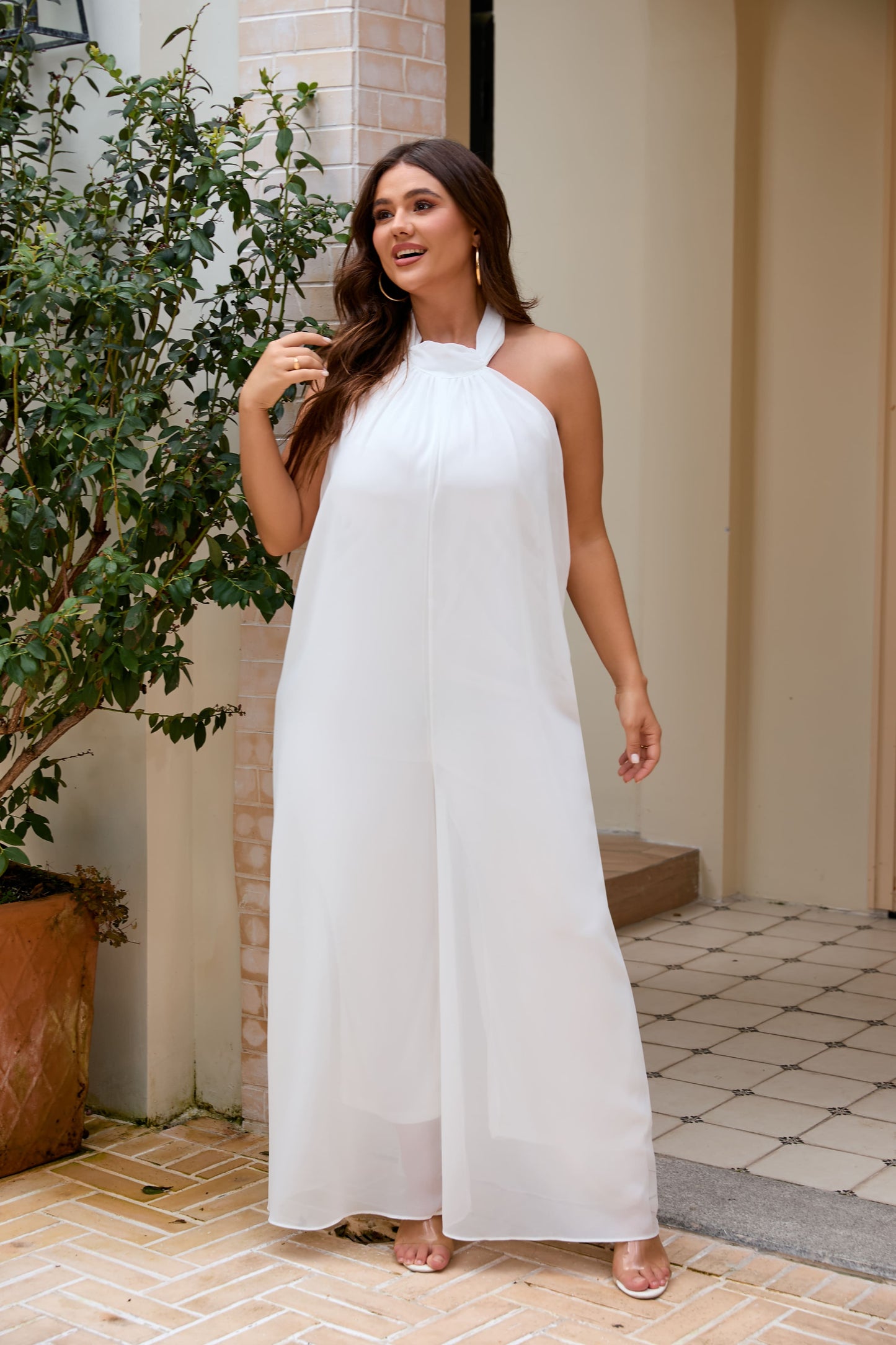 Sophia Wide Leg Romper Jumpsuit