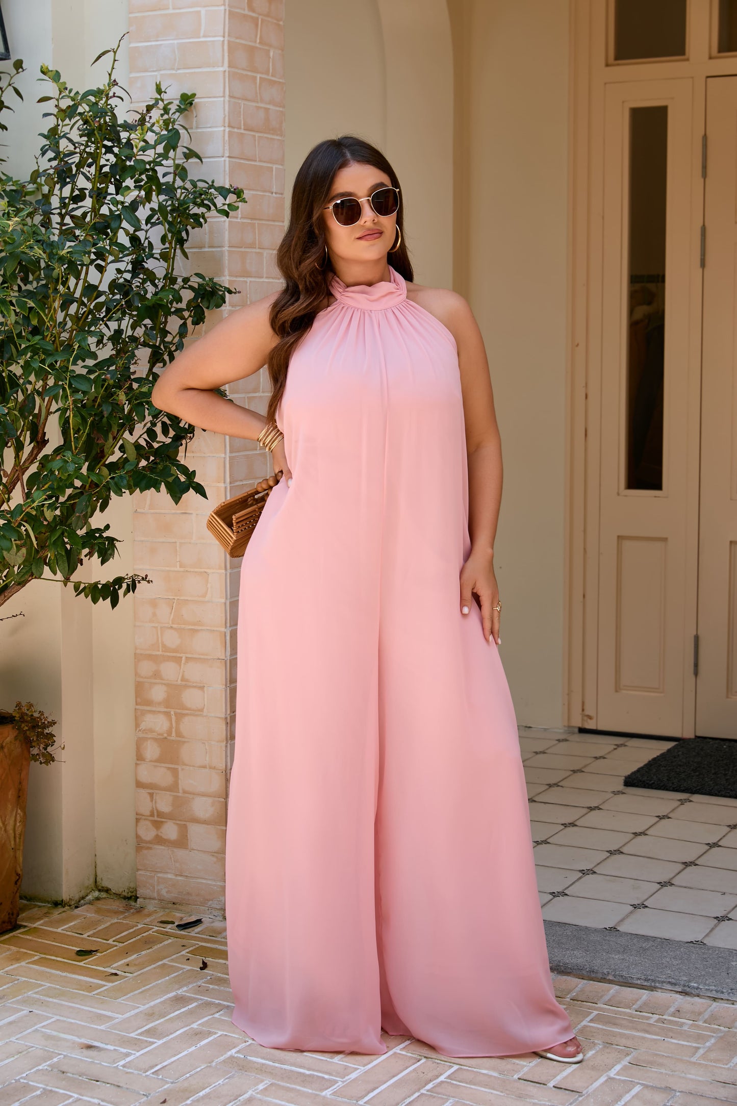 Sophia Wide Leg Romper Jumpsuit