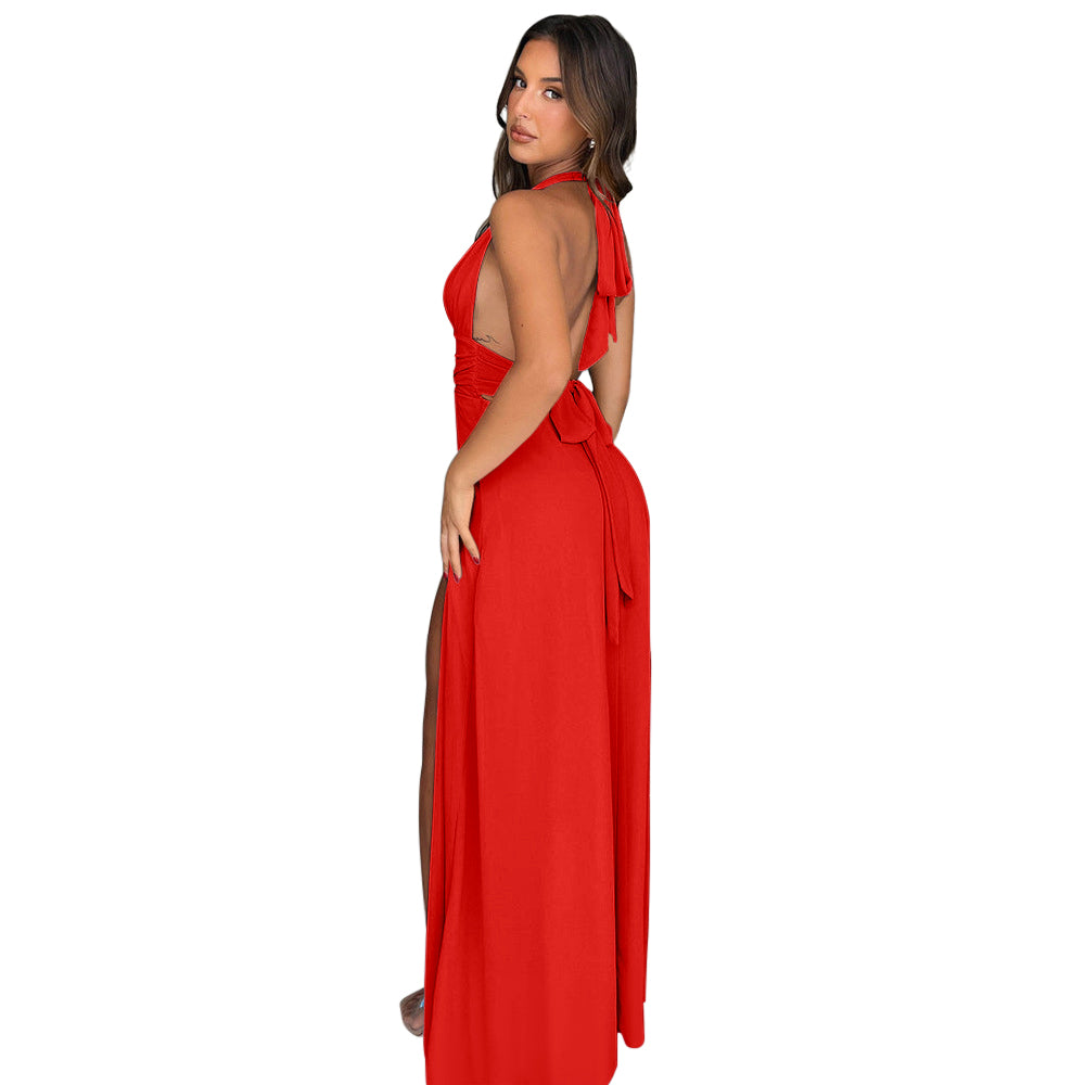 Robe mi-longue sexy à épaules dénudées Ekaliy pour femme