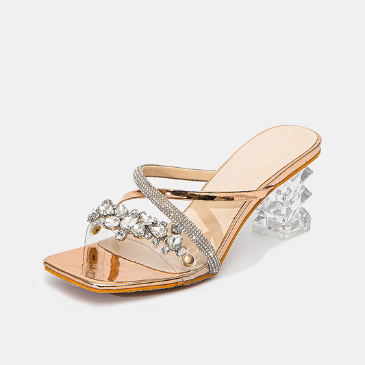 Peony Crystal Rhinestone Mules