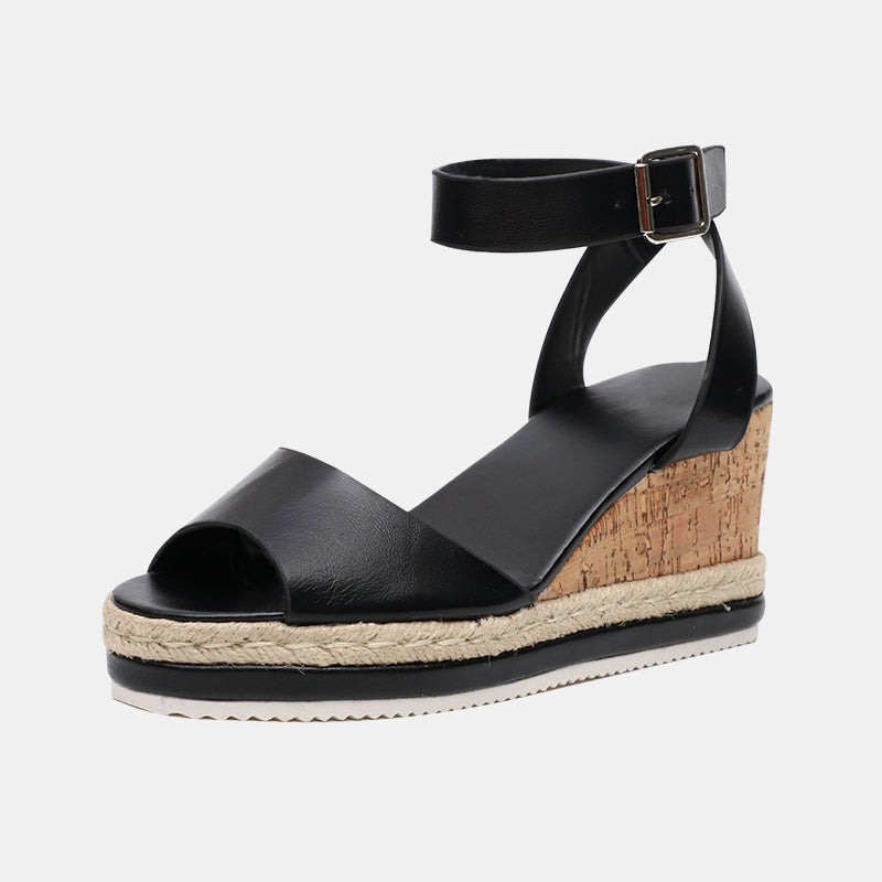 Erica Ankle Buckle Wedge Sandals