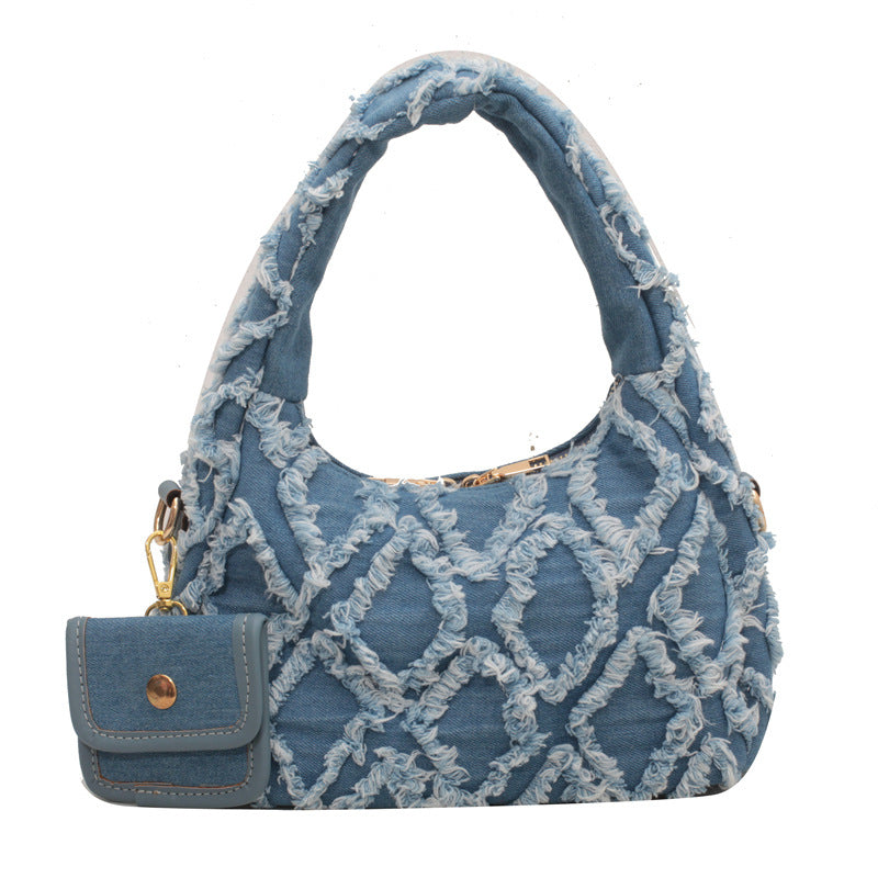 Ruby – Gesteppte Denim-Handtasche
