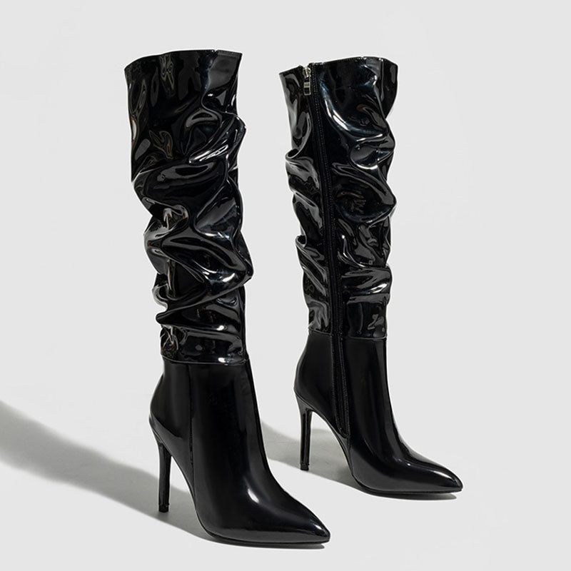 Erica Glossy Ruched Boots