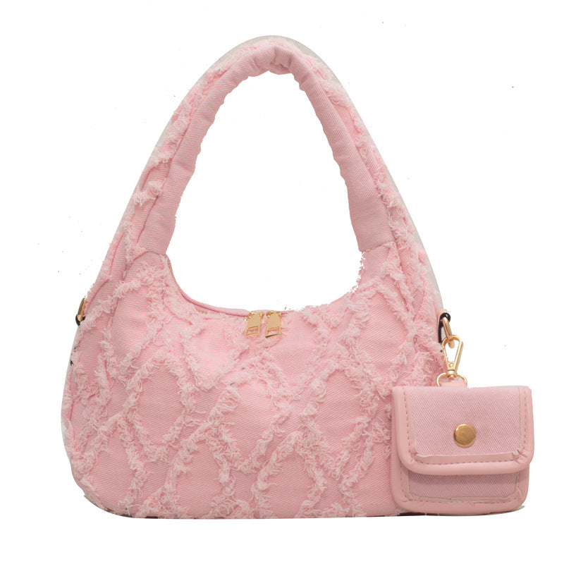 Ruby – Gesteppte Denim-Handtasche