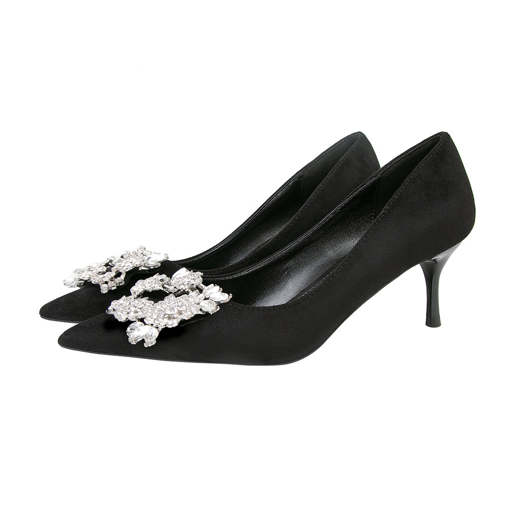 Nemesia Rhinestone Suede Pumps
