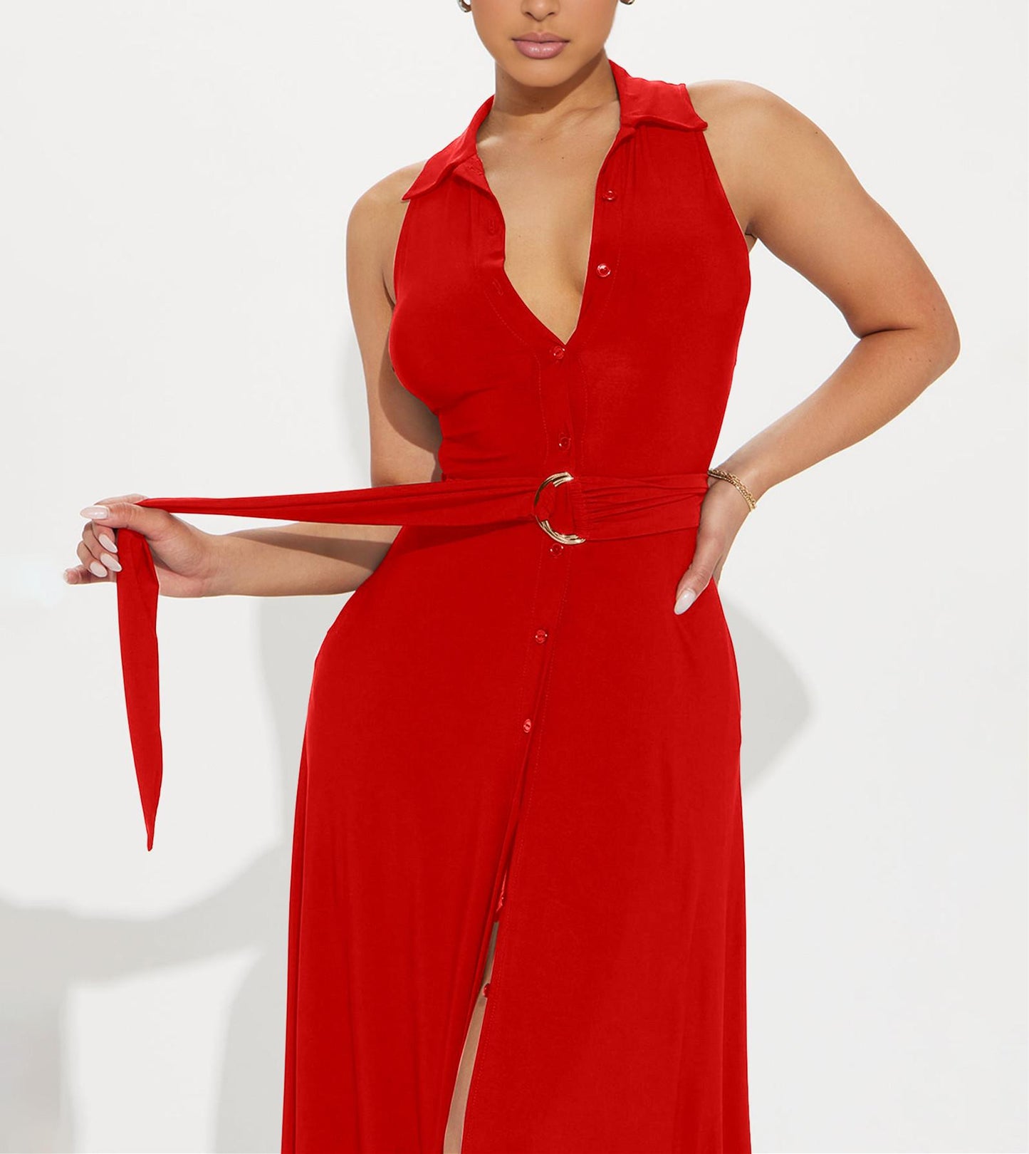 Robe mi-longue sexy à épaules dénudées Ekaliy pour femme
