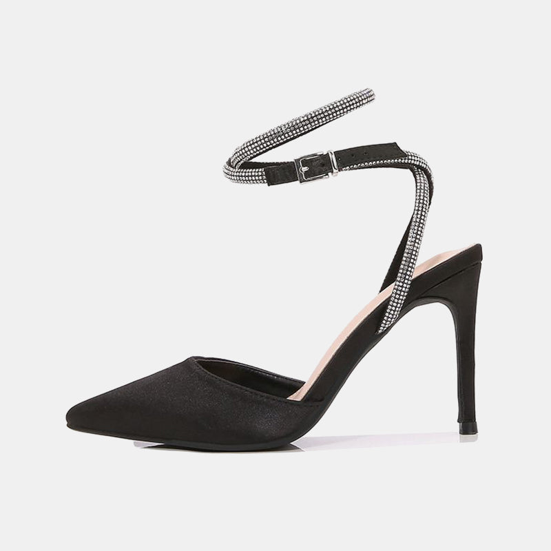 Erica Diamond Strappy Satin Heel Sandals