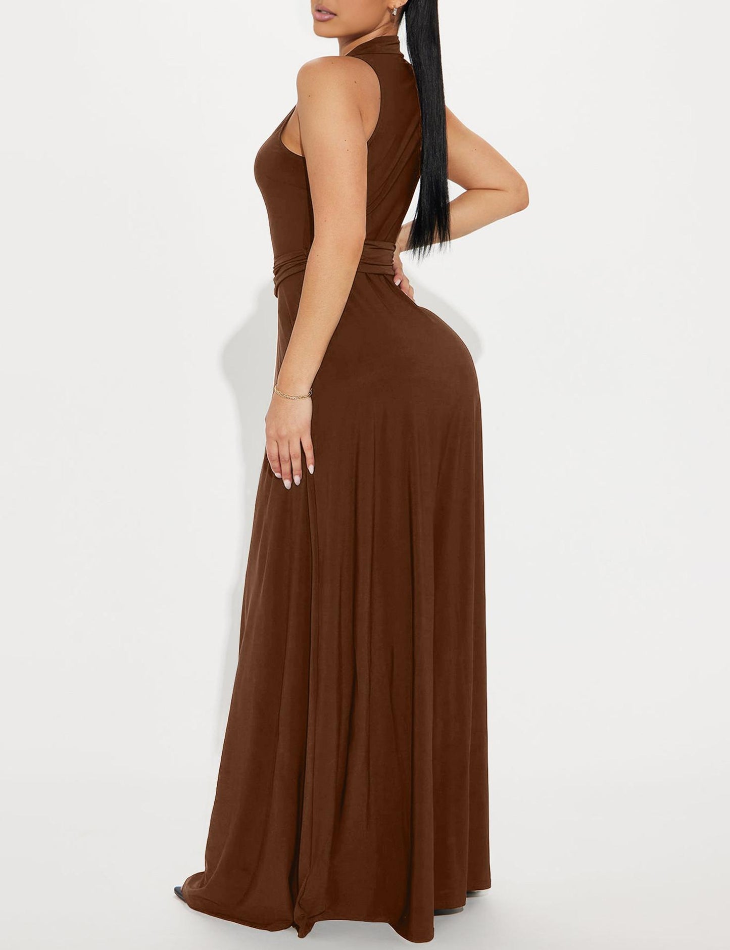 Robe mi-longue sexy à épaules dénudées Ekaliy pour femme