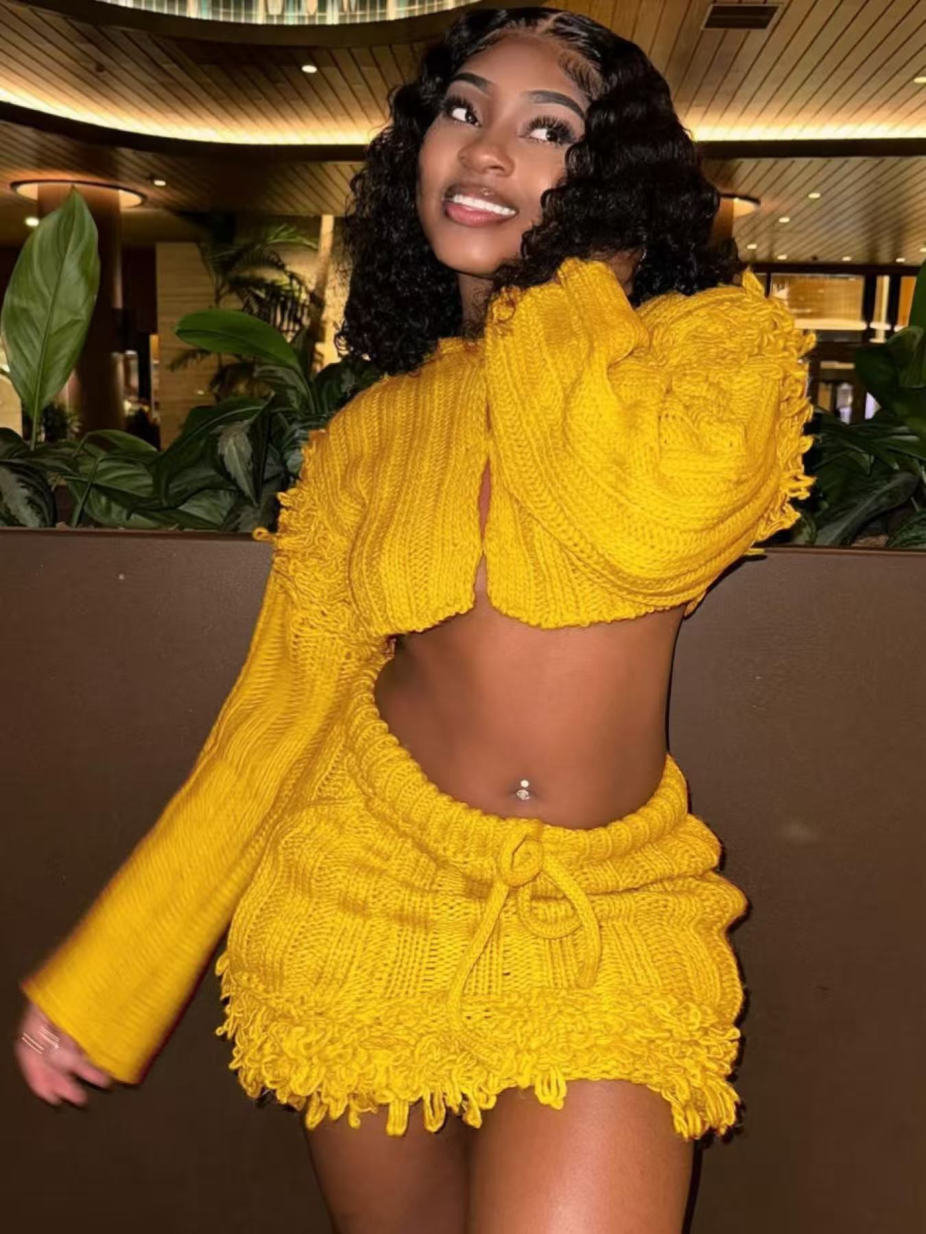 Mila Cropped Cardigan Skirt Set