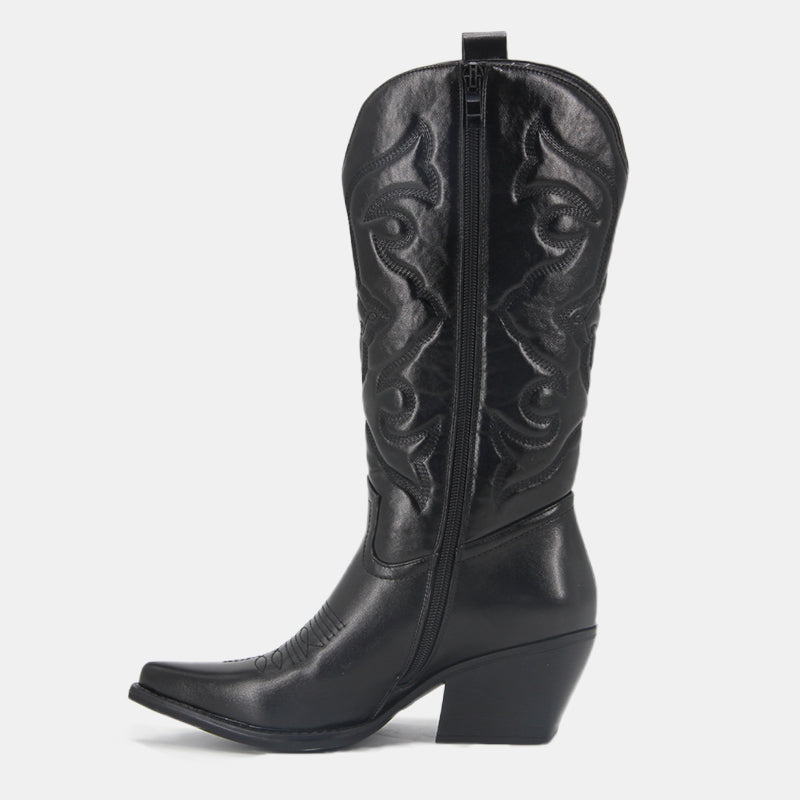 Gardenia Shiny Metallic Embroidery Boots