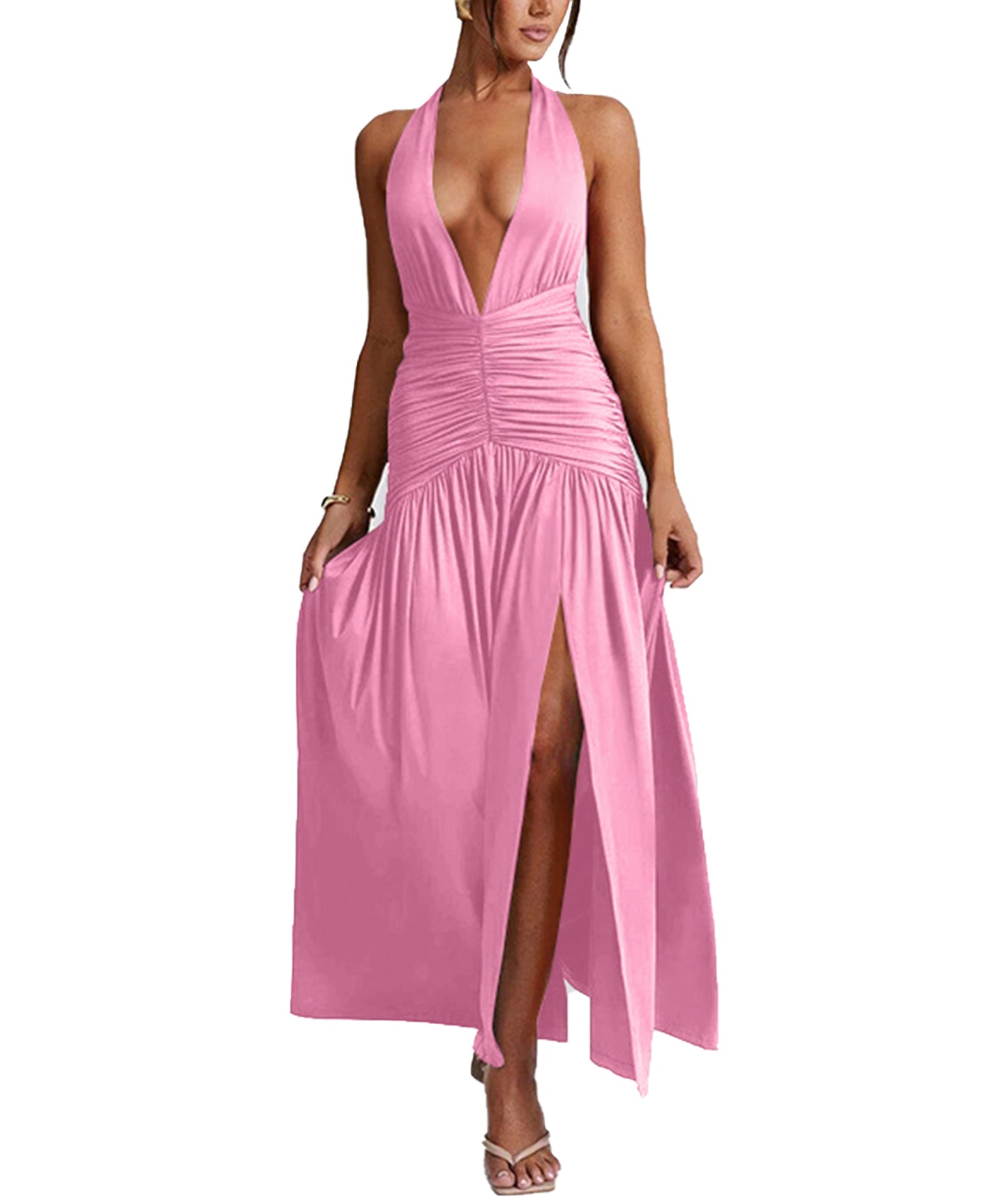 Ekaliy Sexy schulterfreies Midikleid für Damen