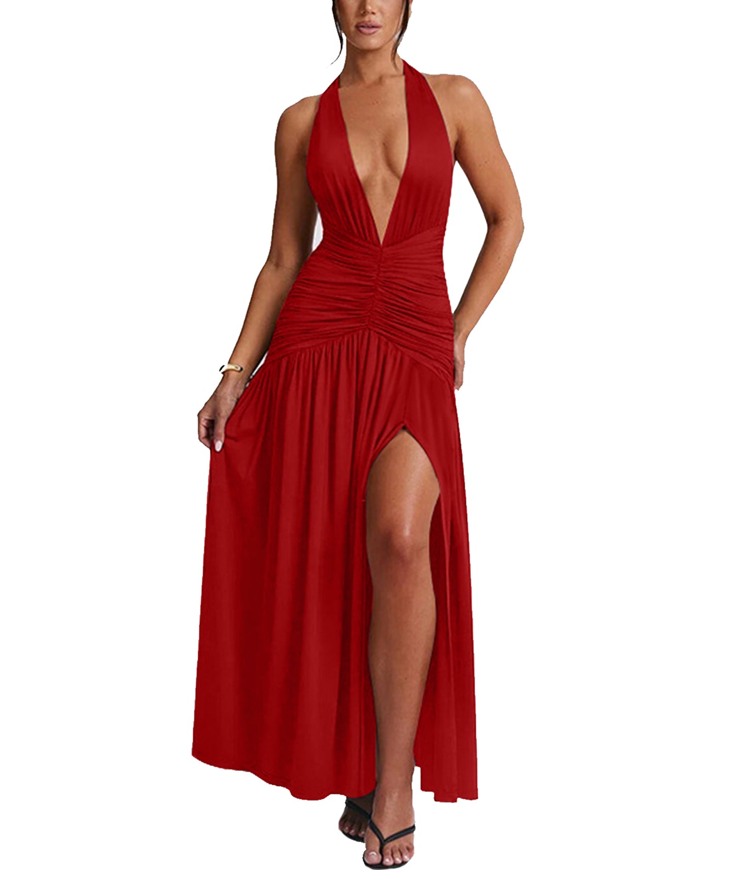 Ekaliy Sexy schulterfreies Midikleid für Damen