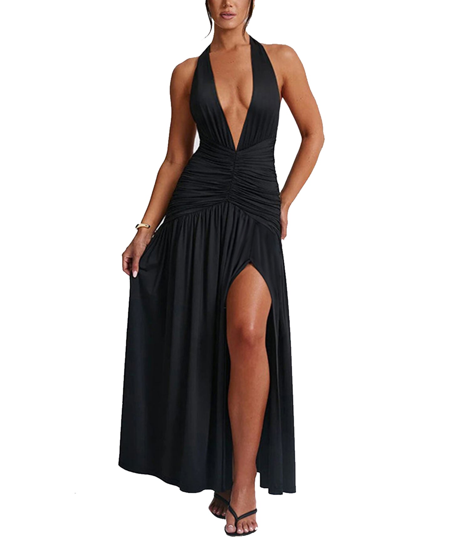 Ekaliy Sexy schulterfreies Midikleid für Damen