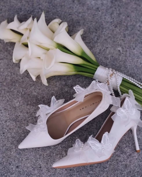 Lantana White Butterfly Lace Wedding Shoes
