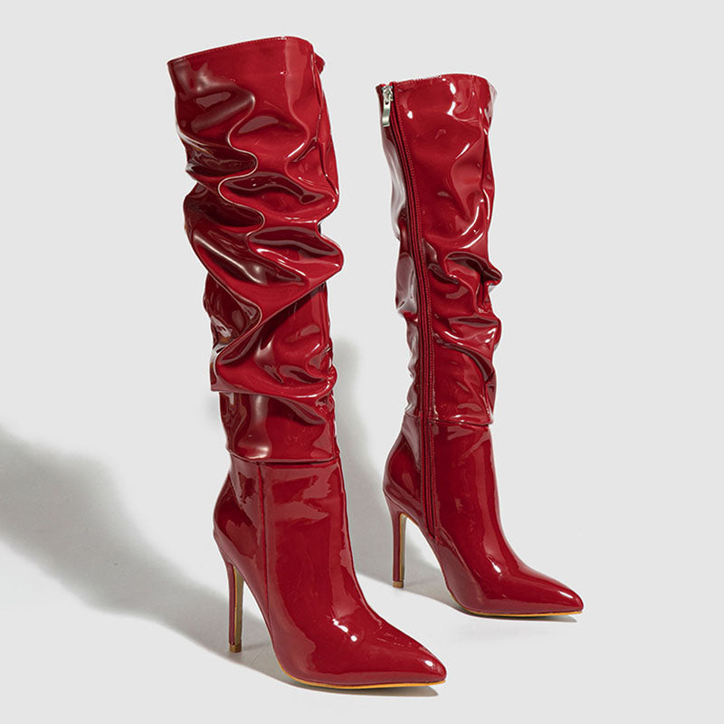 Erica Glossy Ruched Boots