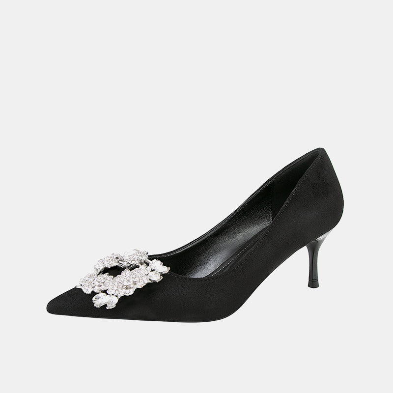 Nemesia Rhinestone Suede Pumps