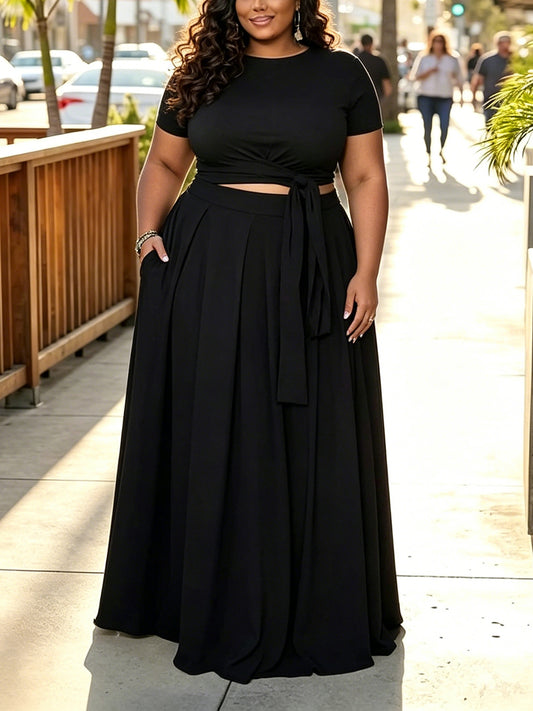 Wrap Crop Top Skirt Set