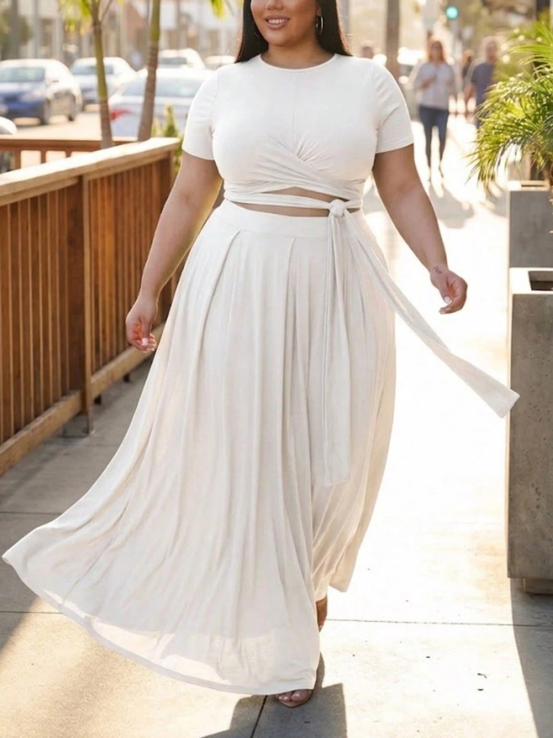 Wrap Crop Top Skirt Set