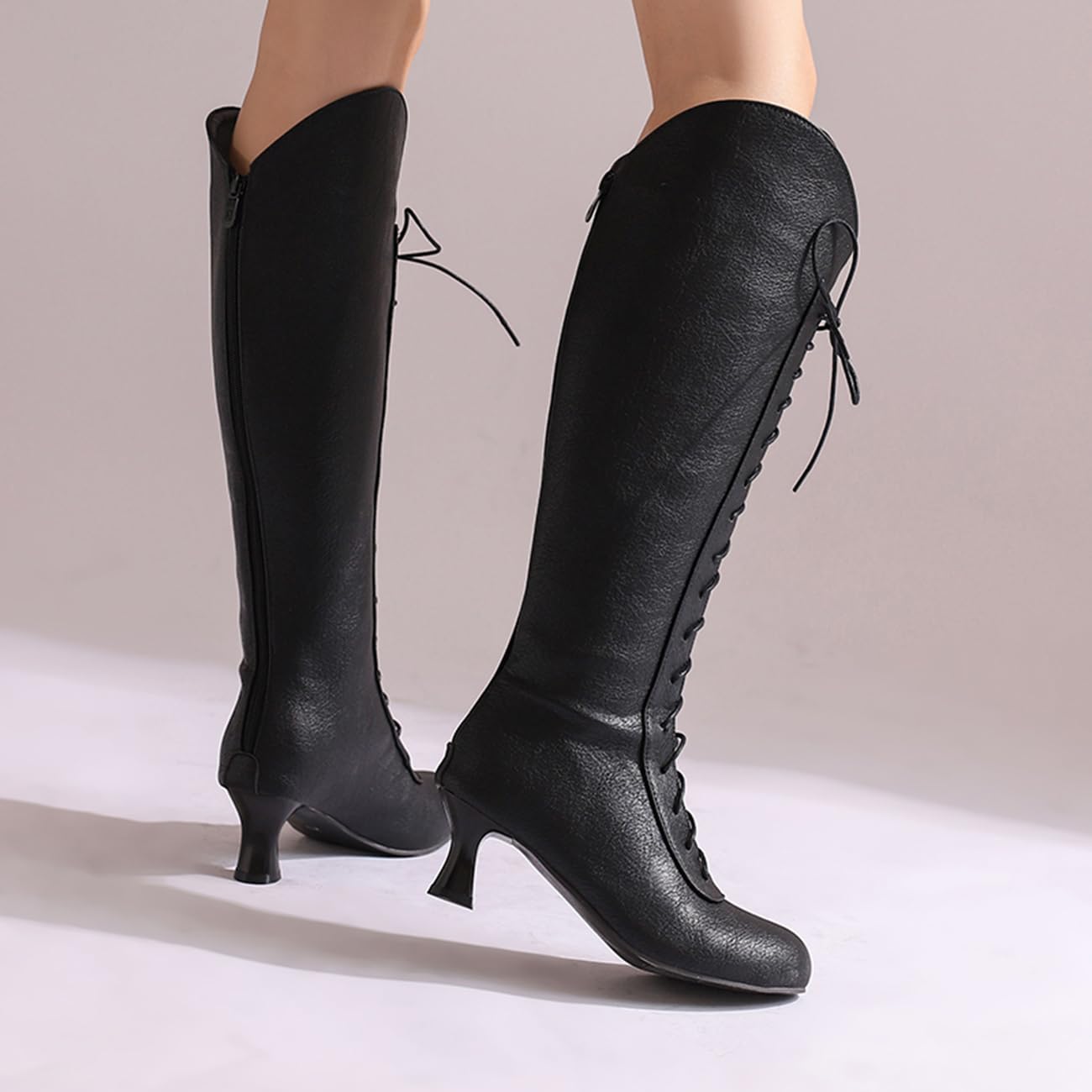 Marigold Cross Lace-Up Knee-High Boots