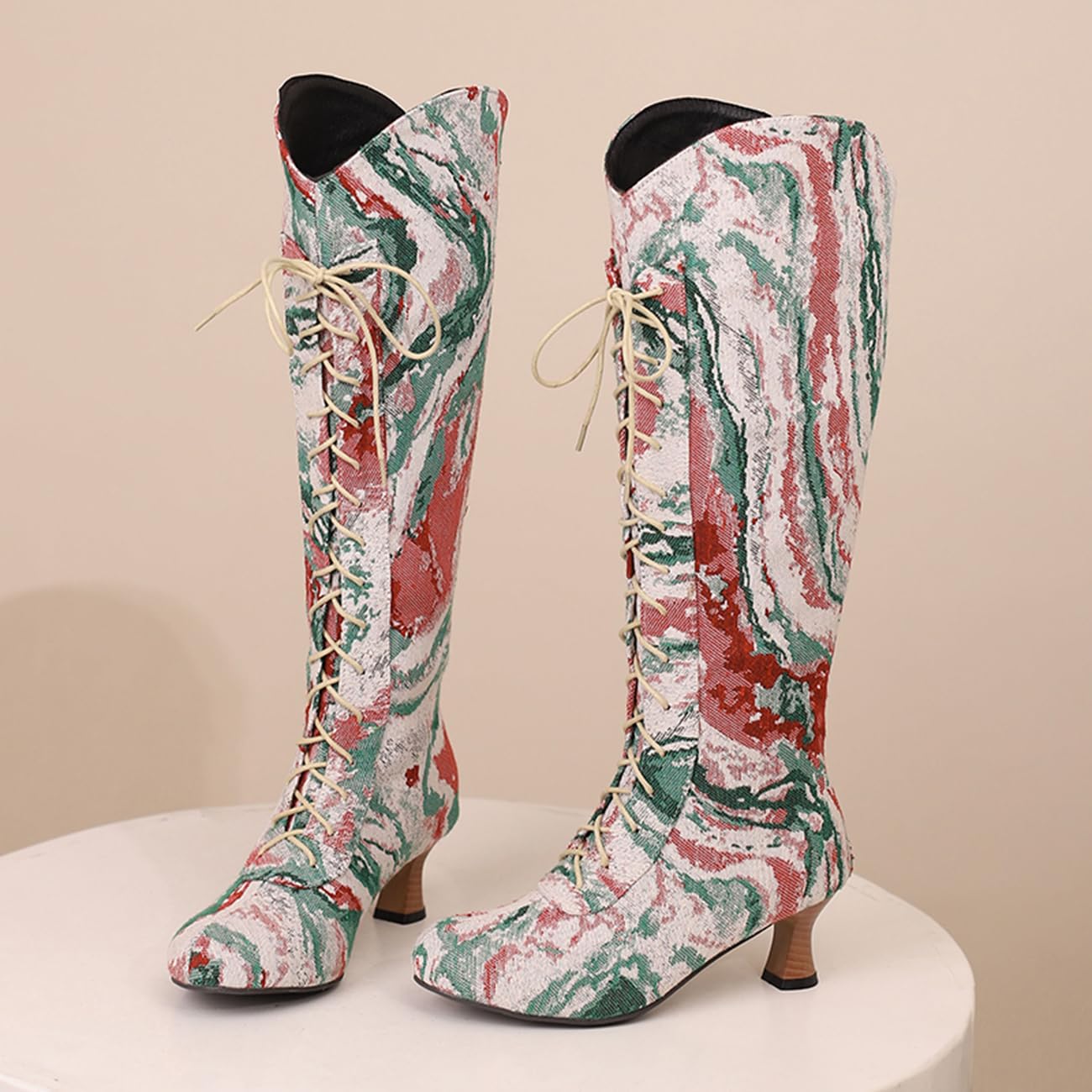 Marigold Cross Lace-Up Knee-High Boots