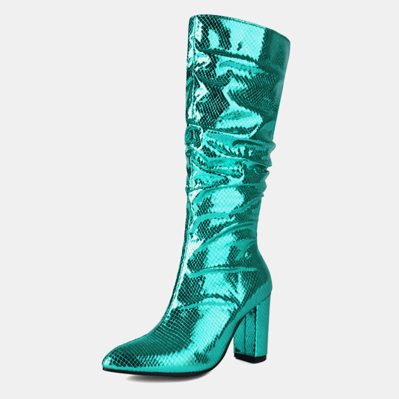 Lotus Shiny Knee-high Boots