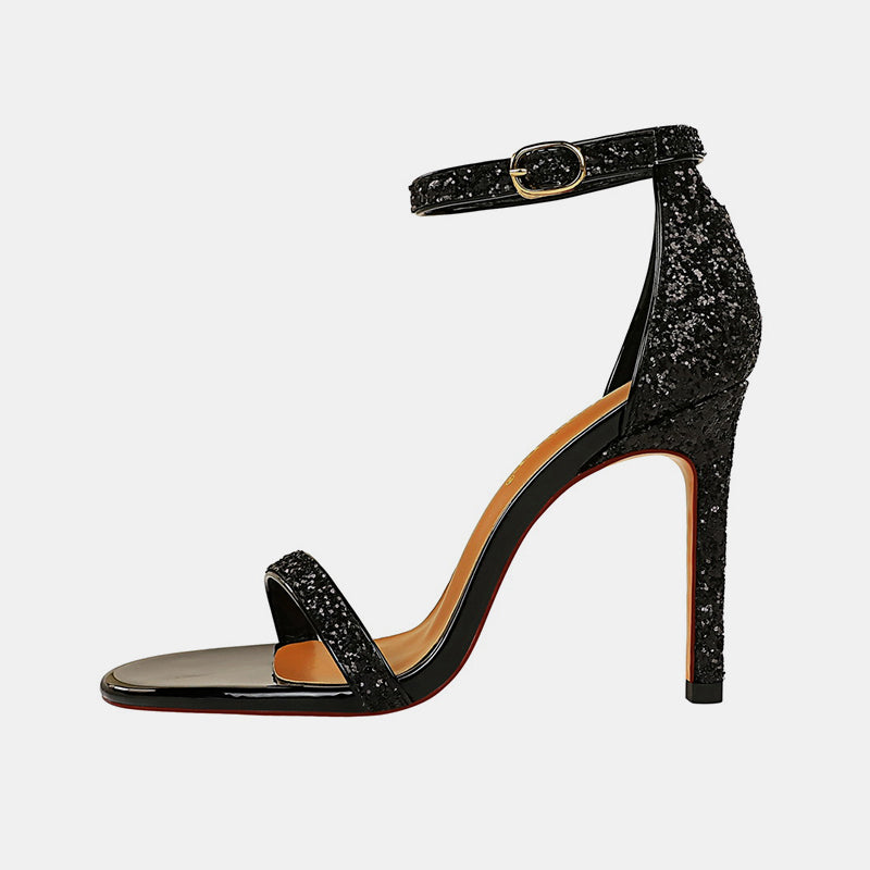 Sandales à talons aiguilles à paillettes Hebe