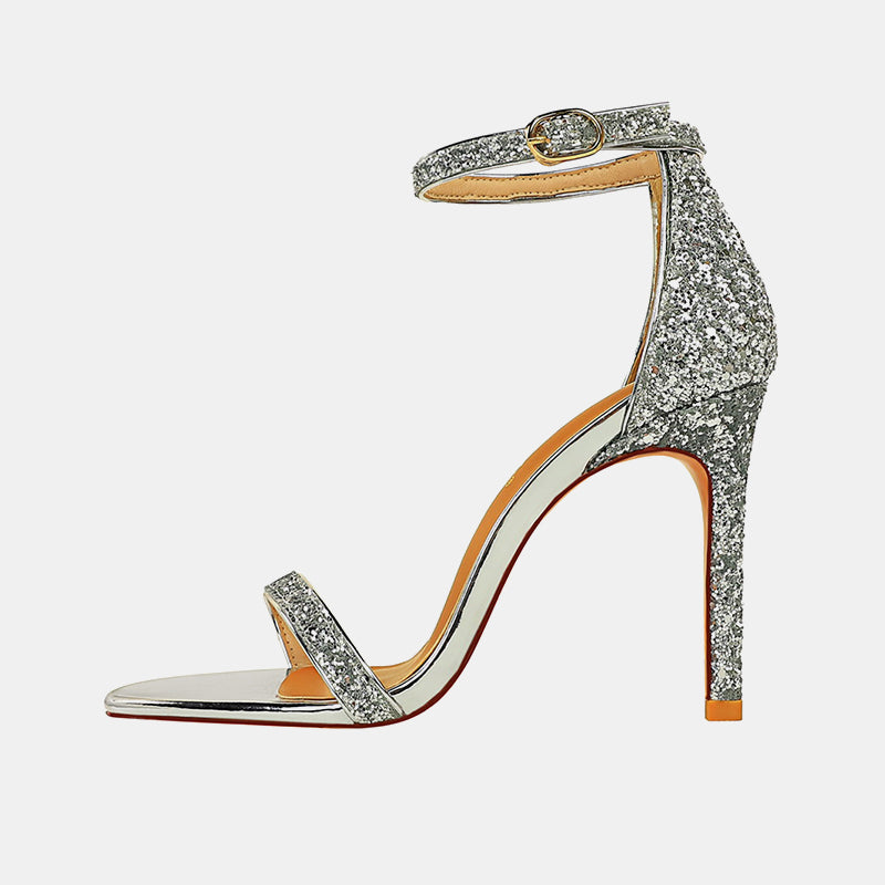 Sandales à talons aiguilles à paillettes Hebe