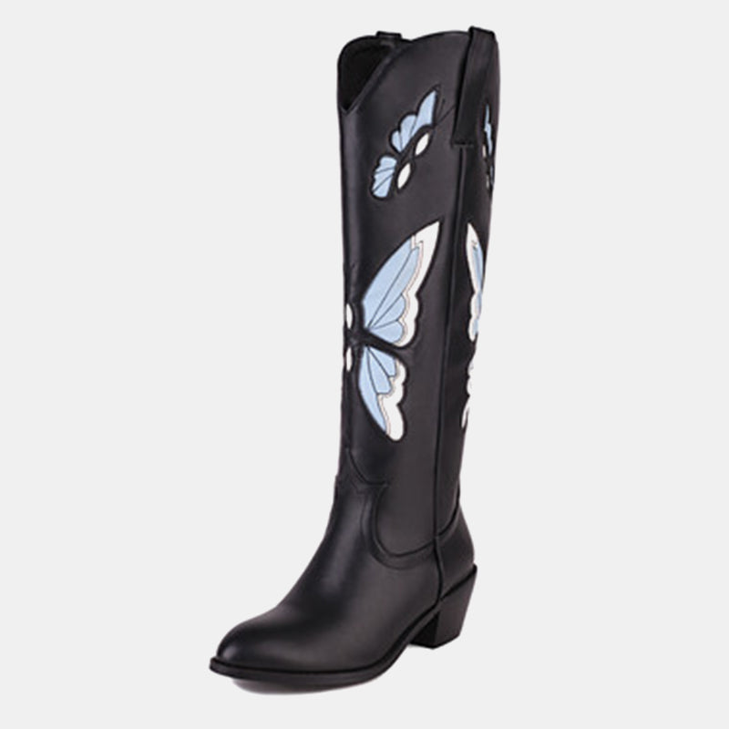 Begonia Butterfly-print Cowboy Boots