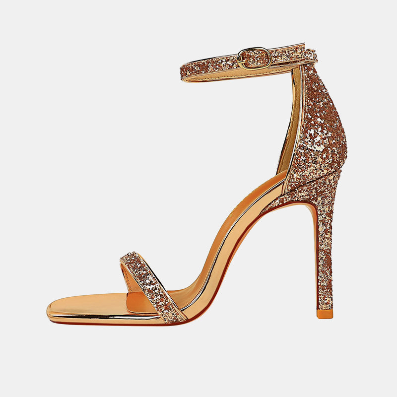 Sandales à talons aiguilles à paillettes Hebe