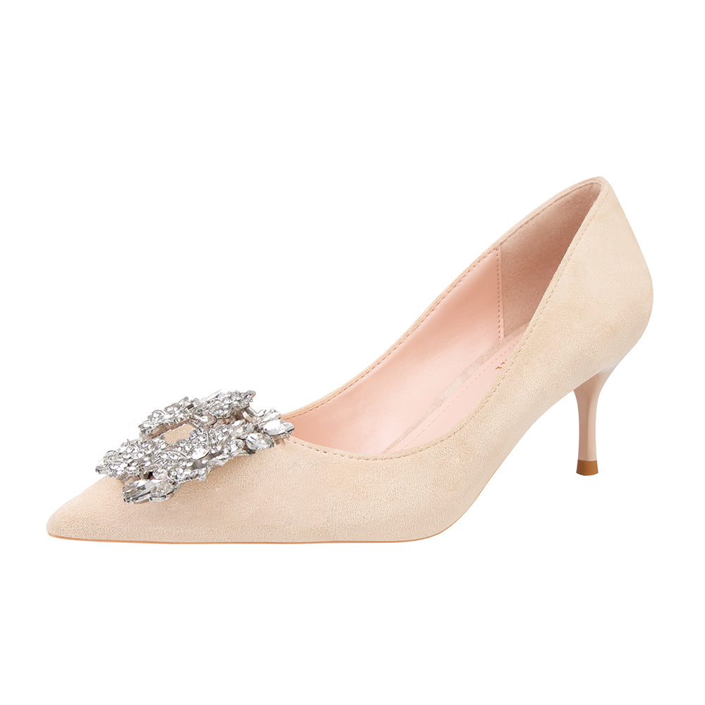 Nemesia Rhinestone Suede Pumps