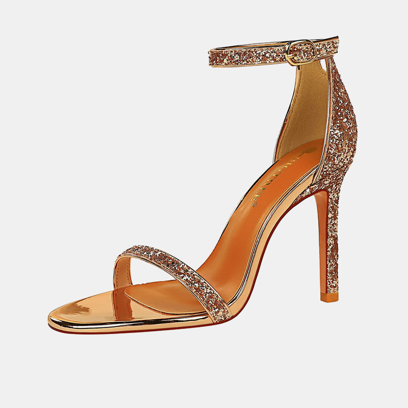Sandales à talons aiguilles à paillettes Hebe
