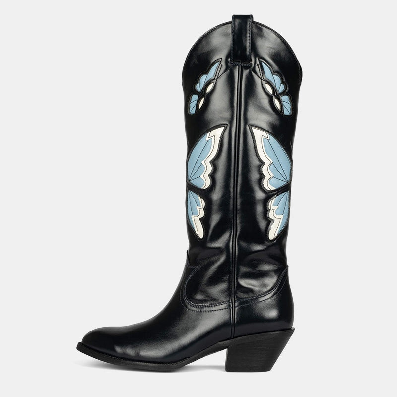 Begonia Butterfly-print Cowboy Boots