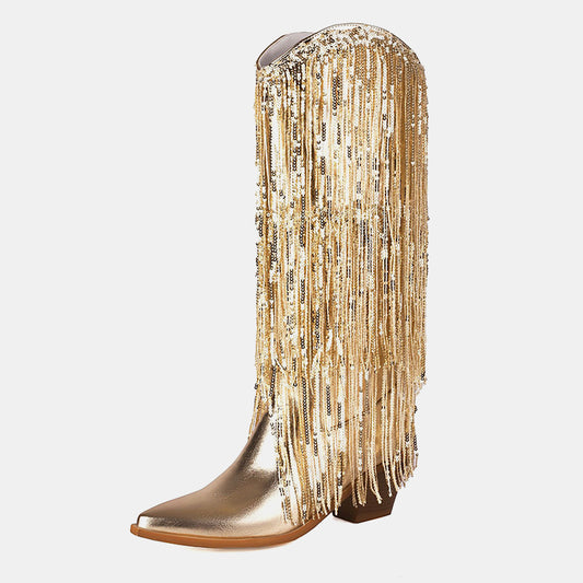 Bottes à pompons brillants Scilla