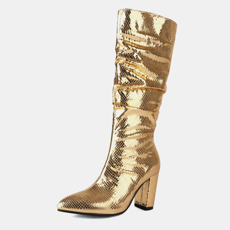 Lotus Shiny Knee-high Boots