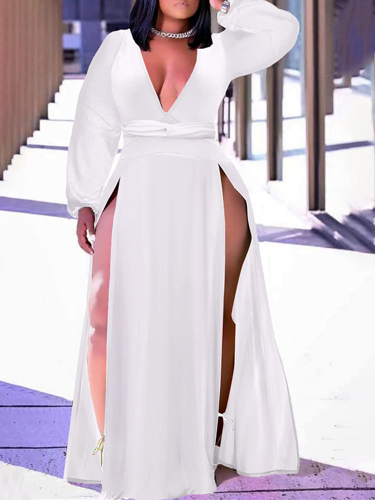 Plunge High Split Maxi Dress