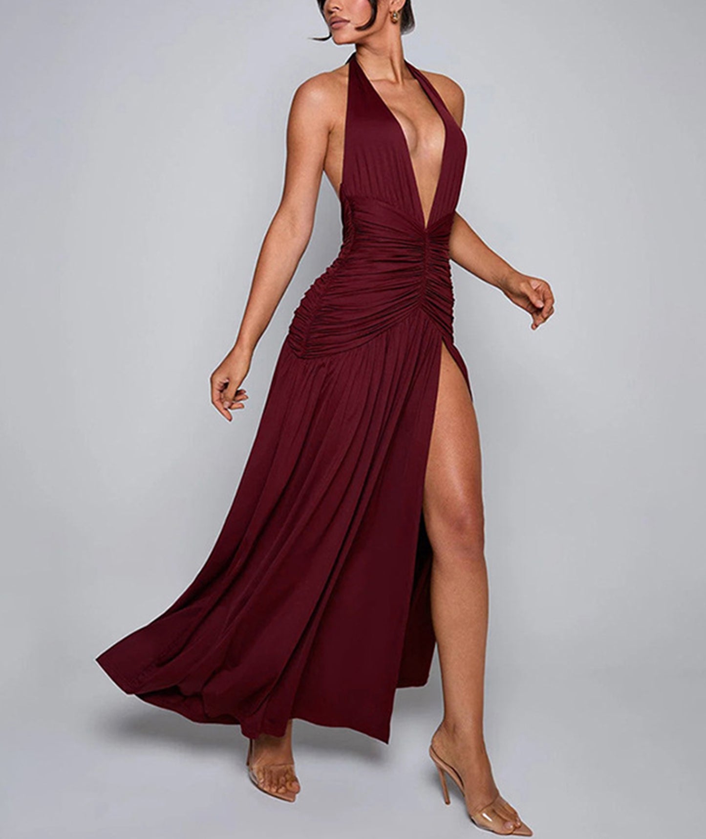 Ekaliy Sexy schulterfreies Midikleid für Damen