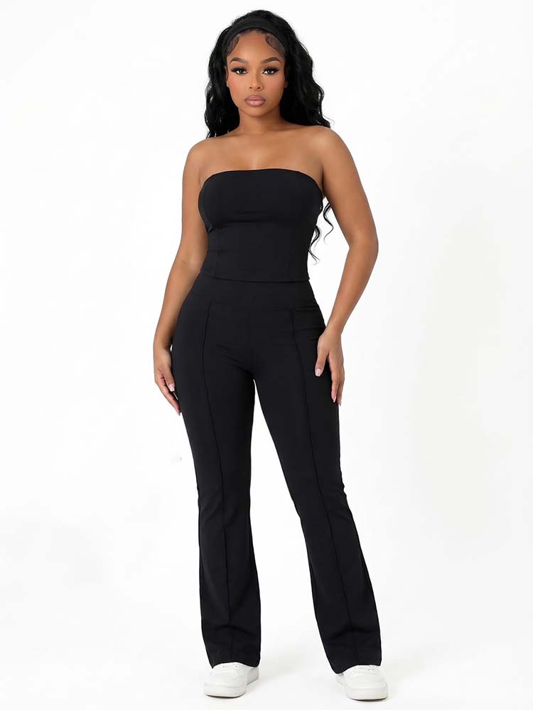 Tube Crop Top & Flared Pants Set