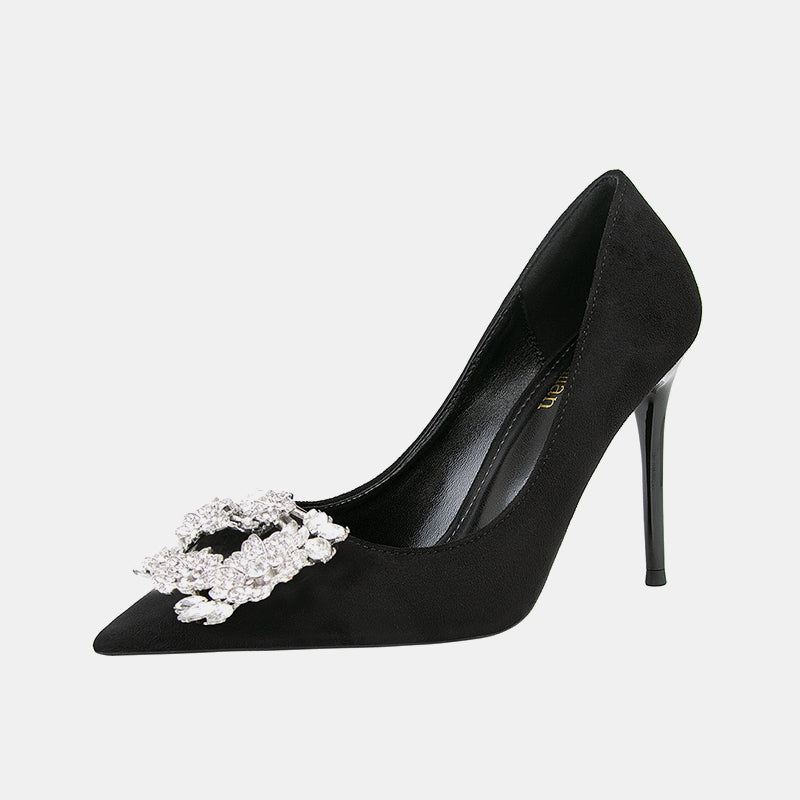 Nemesia Rhinestone Suede Pumps