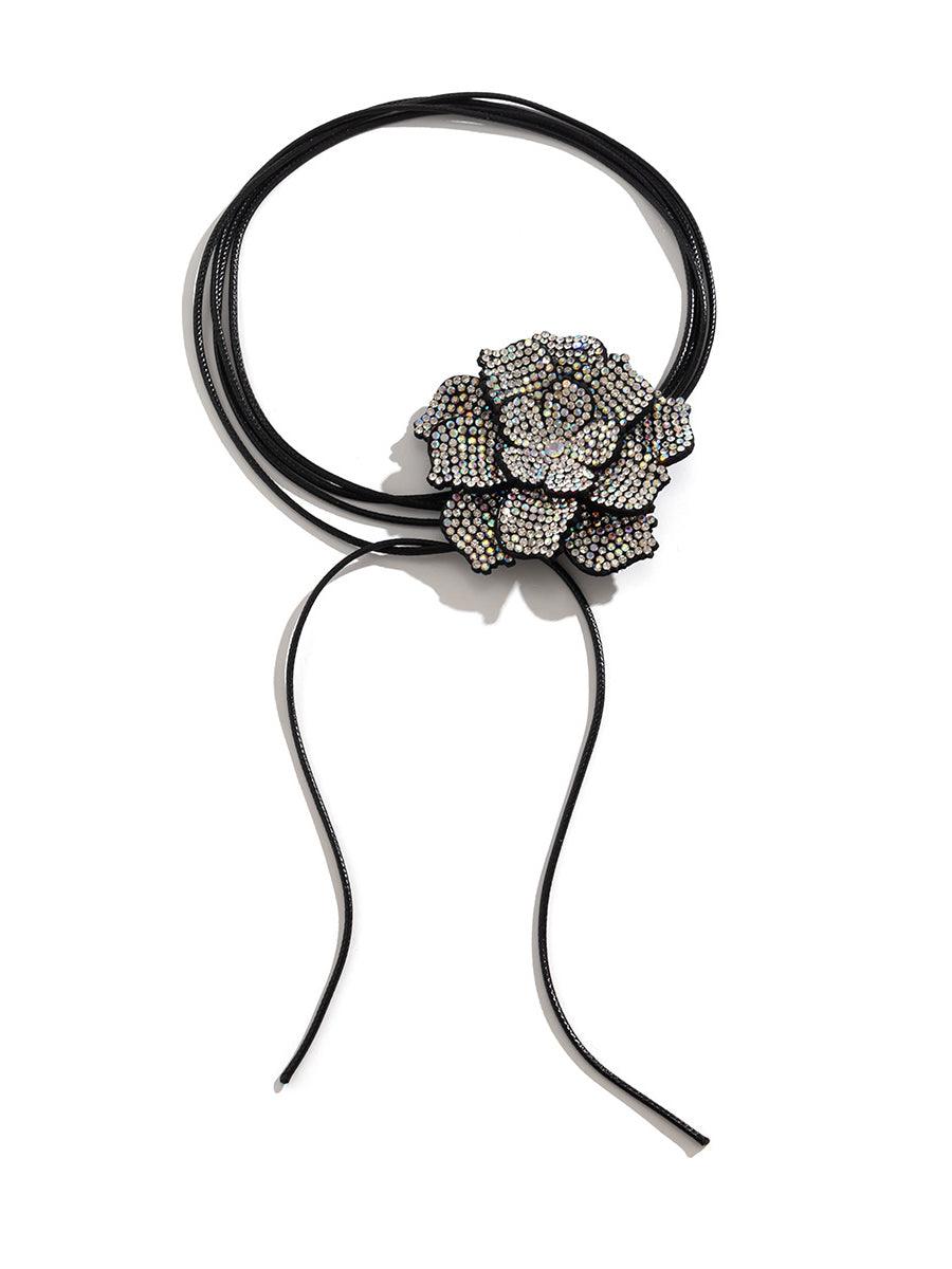 Camelia Crystal Flower Choker Necklace