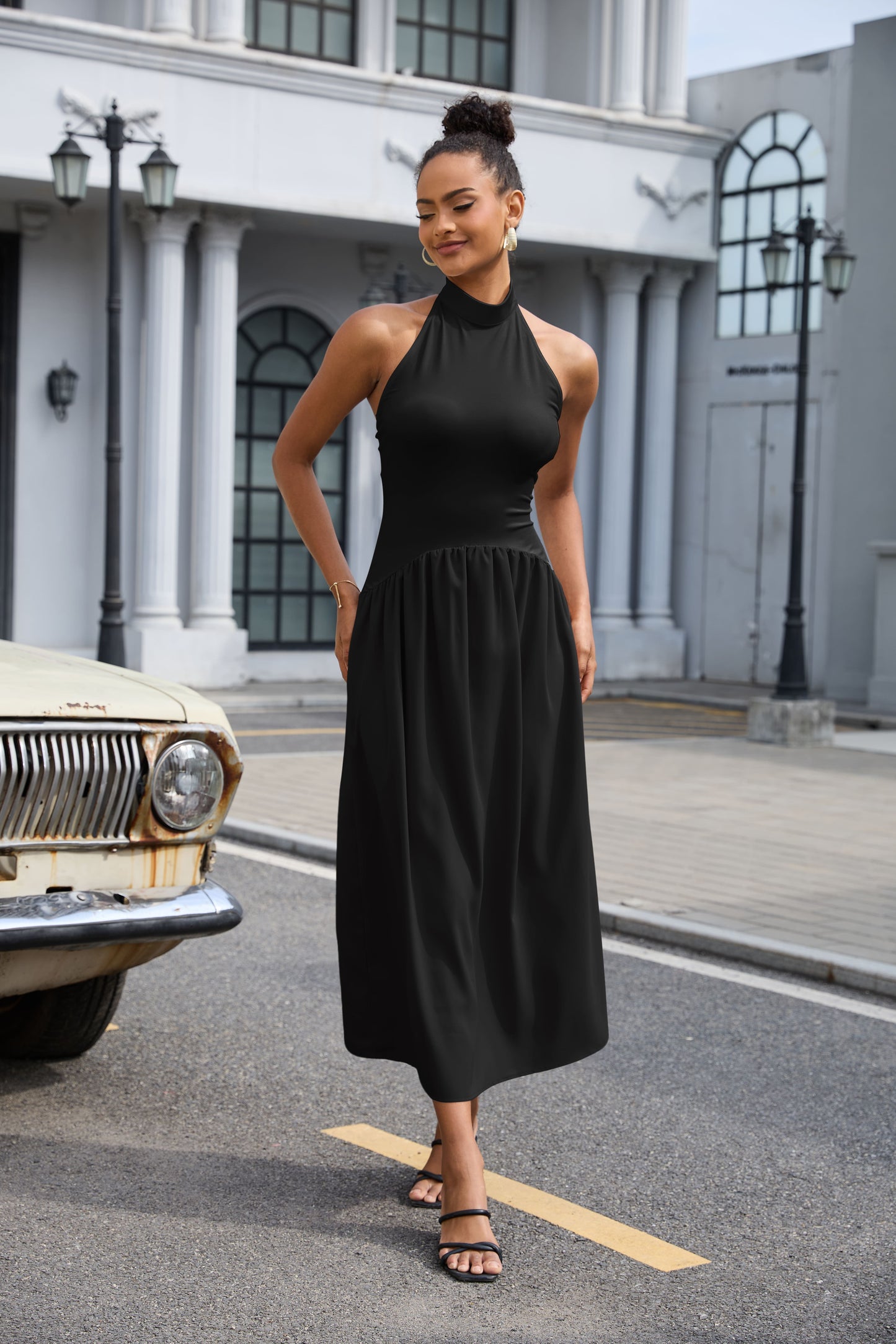Elena Casual Sleeveless Patchwork Flowy Maxi Dress