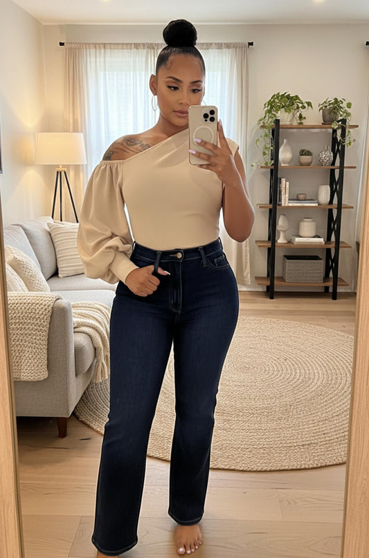 One Shoulder Asymmetrical Ruffle Tunics