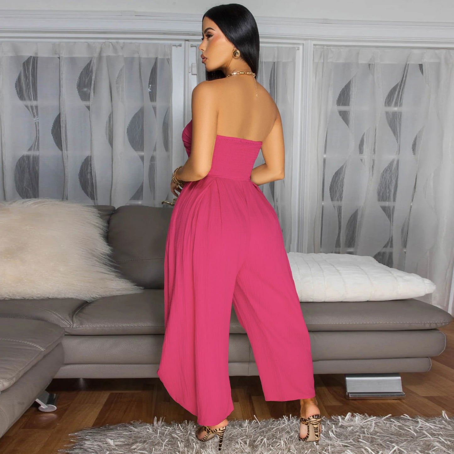 Winnie Tie-Front Strapless Jumpsuit