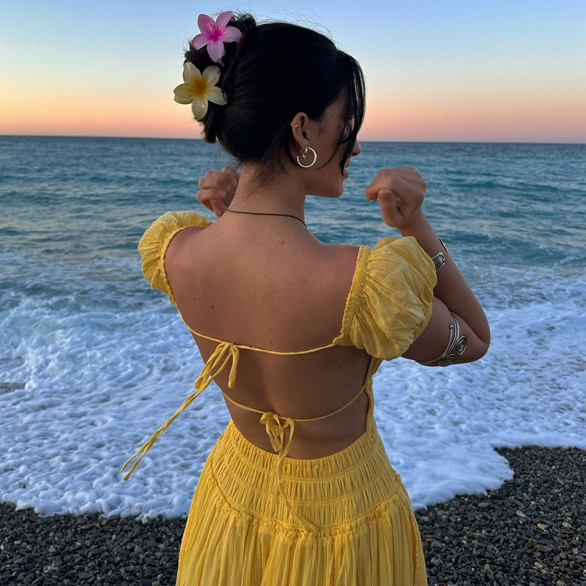 Mila Puff Sleeve Beach Dress