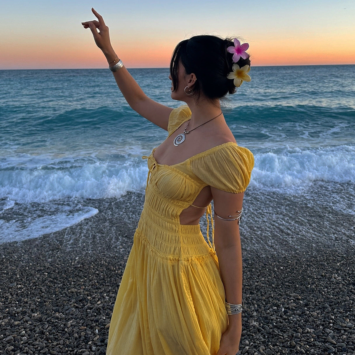 Mila Puff Sleeve Beach Dress